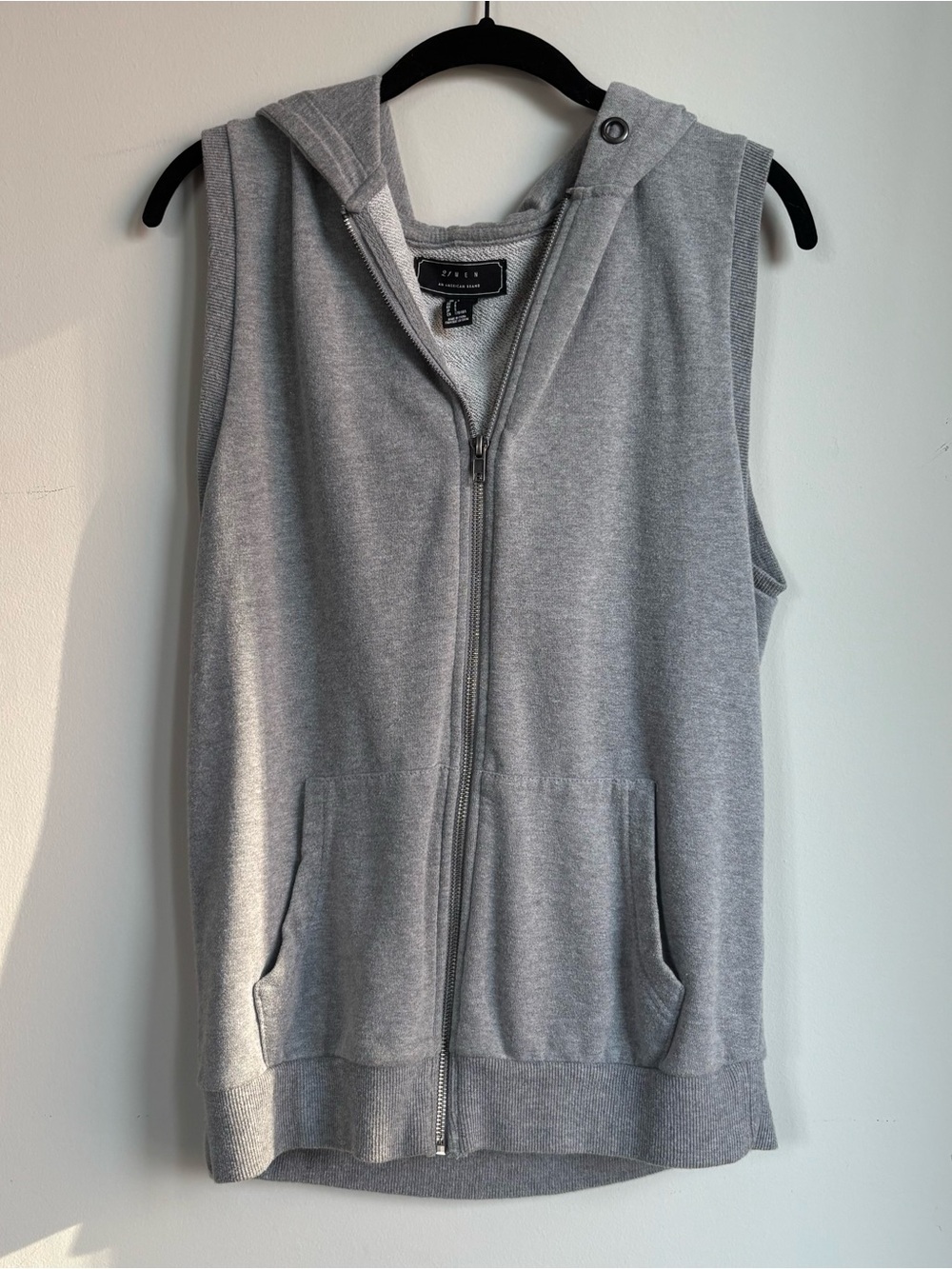 21MEN Light Heather Gray Sleeveless Zip-Front Hoodie Vest - Small